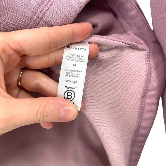 Athleta Cozy Karma asymmetrical pullover sweatshirt Size M mauve pink - Picture 10 of 10